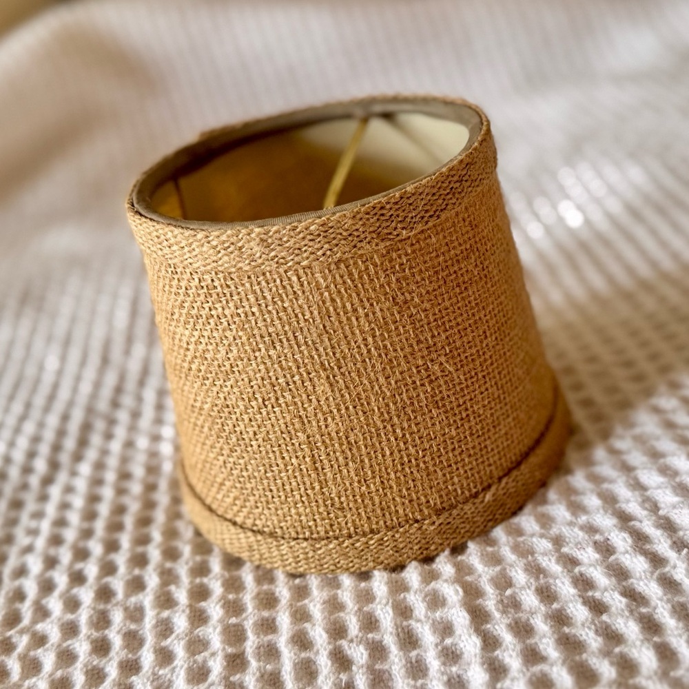 Vintage Burlap Tan 4” Mini Lampshade with Woven Texture Clip-on Lamp Shade